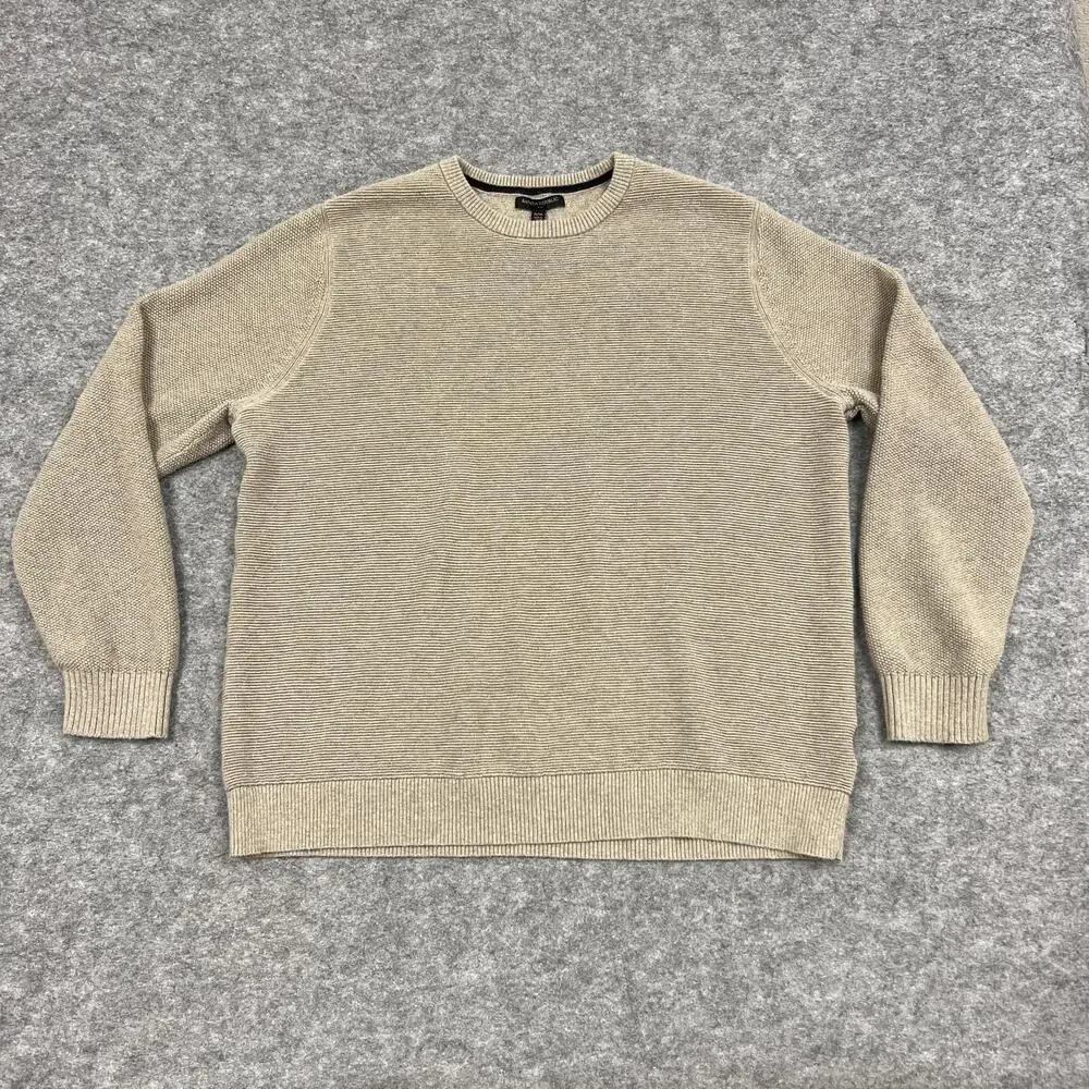Banana Republic Sweater Mens 2XL Beige Cotton Crewneck Pullover Knit Casual Prep